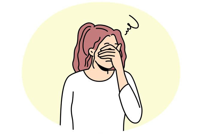 Unhappy woman suffer from overthinking  Illustration