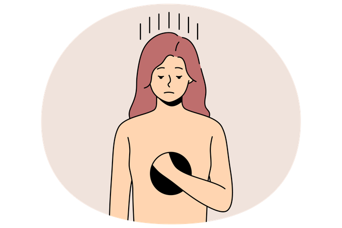 Unhappy woman with hole inside suffer from depression  Illustration