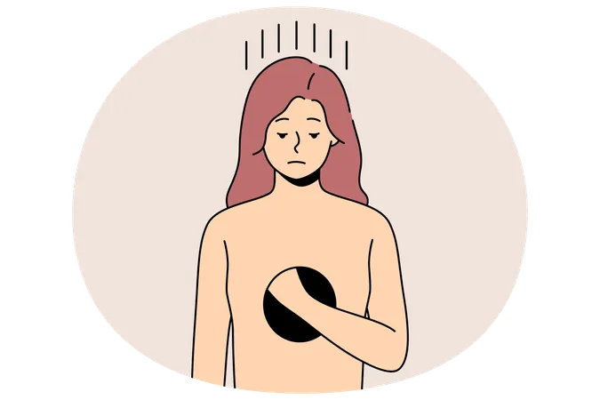Unhappy woman with hole inside suffer from depression  Illustration