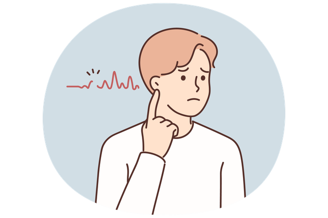 健康状態が悪い男性は聴覚障害を患う  イラスト