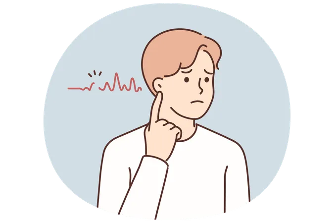 健康状態が悪い男性は聴覚障害を患う  イラスト
