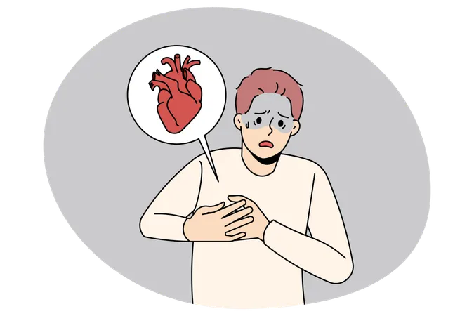 Unhealthy man suffer from heart problems  Illustration