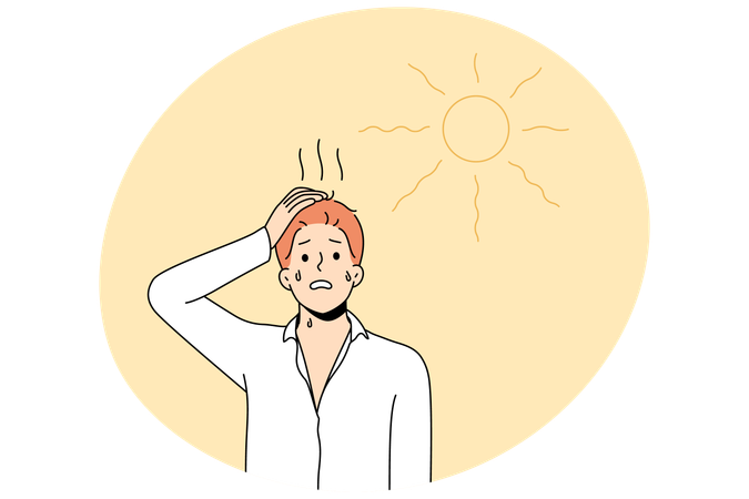 Unhealthy man suffer from heatstroke  Illustration