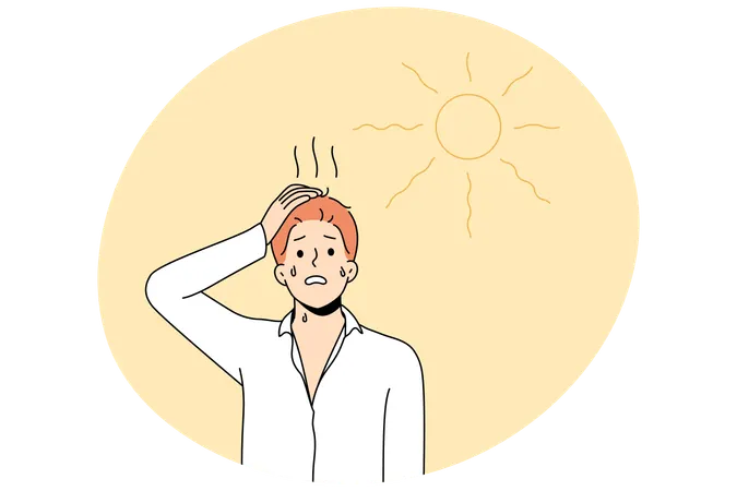 Unhealthy man suffer from heatstroke  Illustration