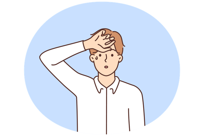 Unhealthy man suffer from heatstroke  Illustration