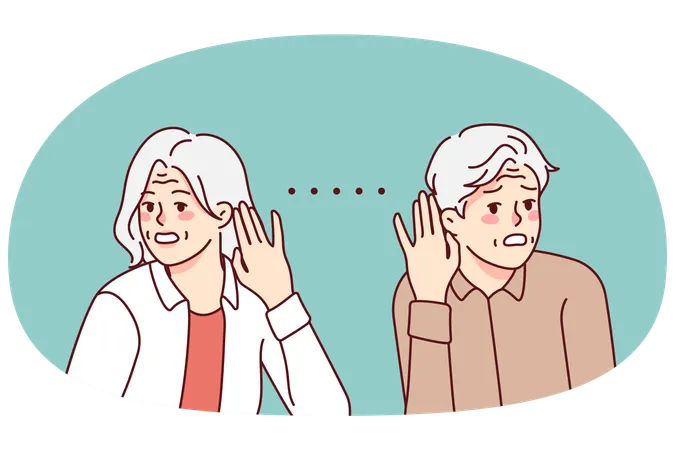 不健康な高齢者は聴覚障害に悩まされる  イラスト