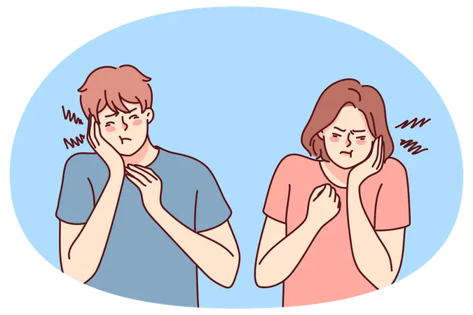 건강하지 못한 사람들은 치통을 겪습니다.  일러스트레이션