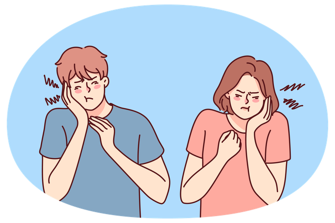 Unhealthy people suffer from toothache  Illustration
