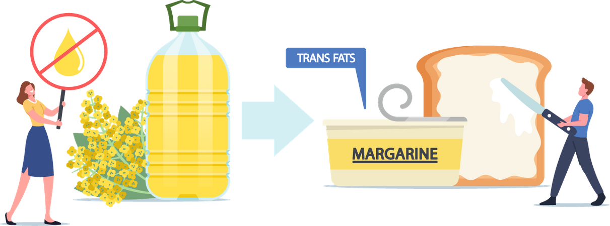 Unhealthy Trans Fats Eating  Illustration