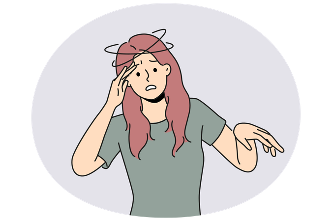 Unhealthy woman feeling dizzy  Illustration