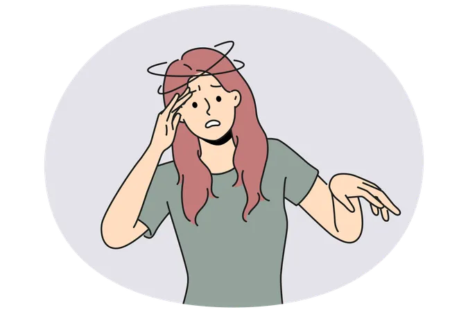 Unhealthy woman feeling dizzy  Illustration