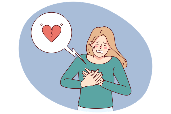 Unhealthy woman suffer from heart attack  Illustration