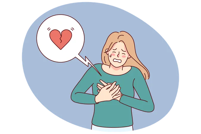 Unhealthy woman suffer from heart attack  Illustration