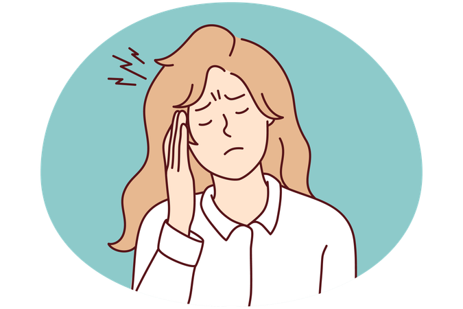 Unhealthy woman suffer from migraine  Illustration