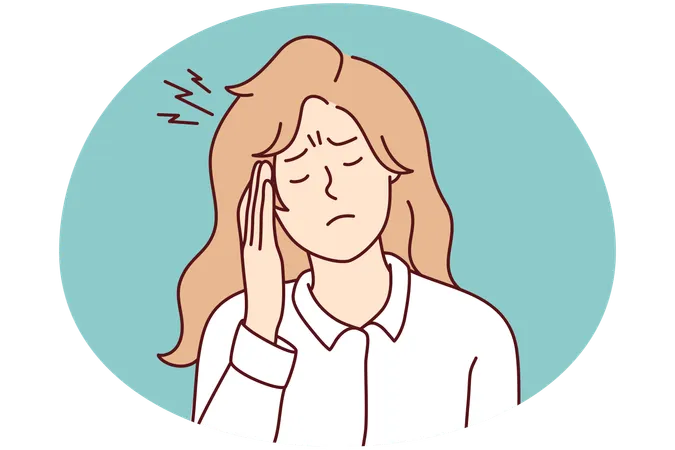 Unhealthy woman suffer from migraine  Illustration
