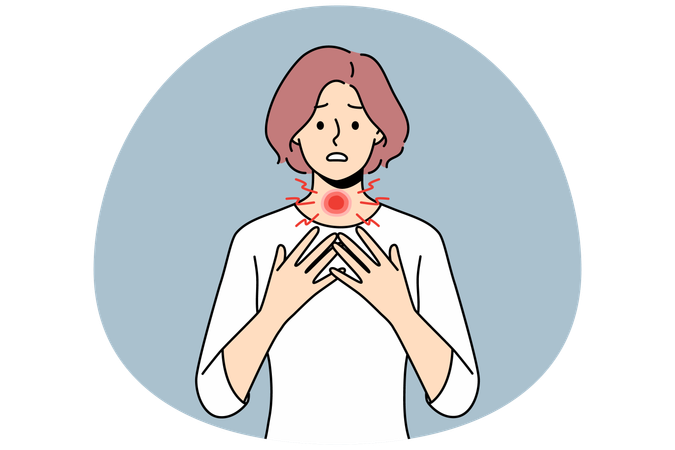 不健康な女性は甲状腺の問題に悩まされる  イラスト