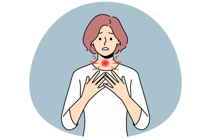 不健康な女性は甲状腺の問題に悩まされる  イラスト