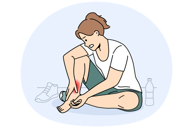 不健康な女性は運動中にトラウマを患う  イラスト