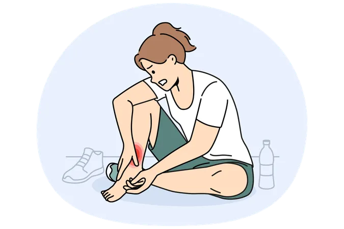 不健康な女性は運動中にトラウマを患う  イラスト