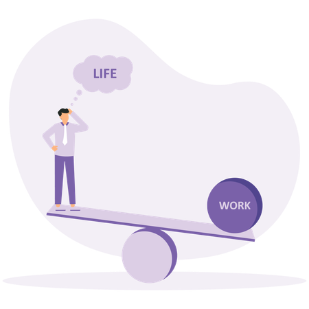 Unhealthy Work Life Balance Problem  Illustration