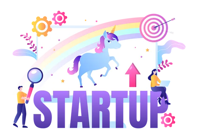 Unicorn business startup  Illustration