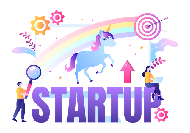 Unicorn business startup  Illustration