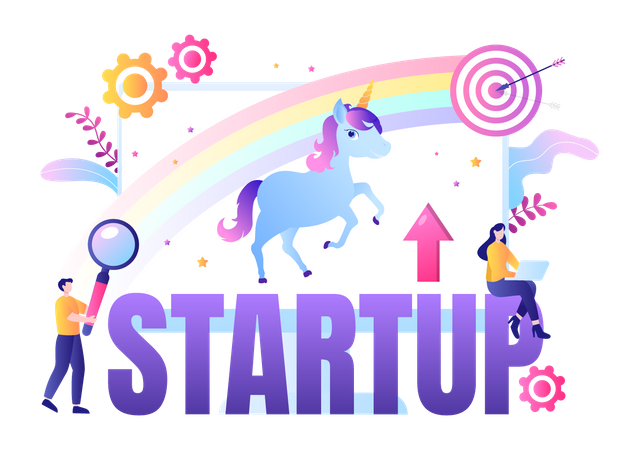 Unicorn business startup  Illustration