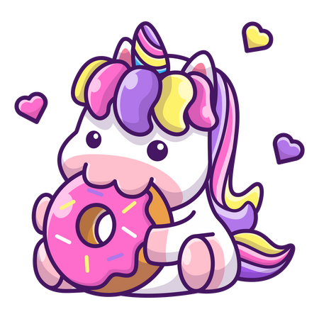 Unicorn Eating donut  Illustration