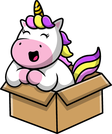 Unicorn in box  Illustration