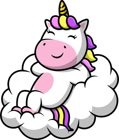 Unicorn Laying On Cloud  Illustration