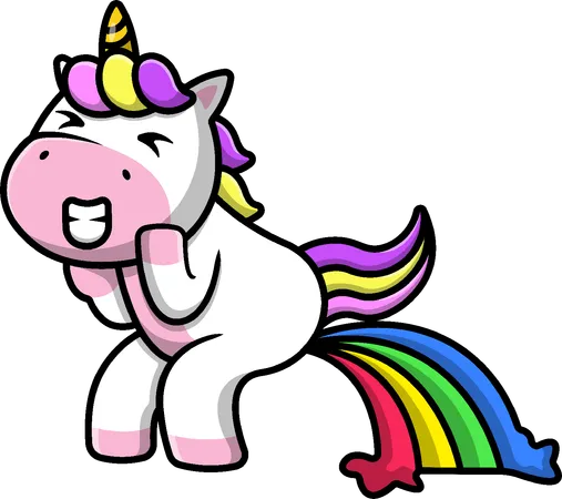 Unicorn Pooping Rainbow  Illustration