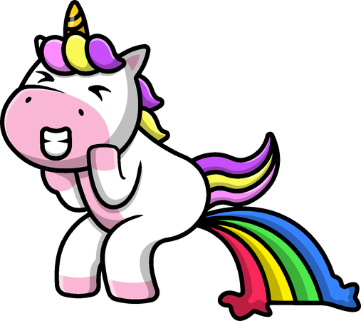 Unicorn Pooping Rainbow  Illustration