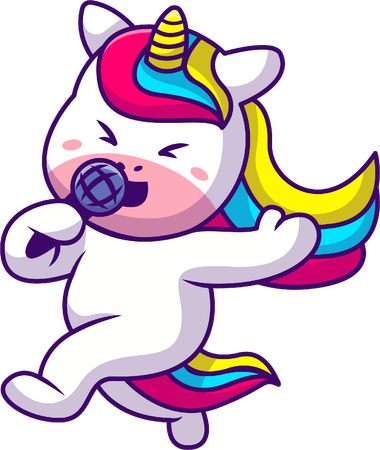 Unicorn Singing With Microphone  Illustration