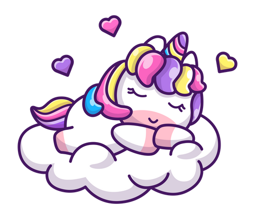 Unicorn sleeping on cloud Illustration