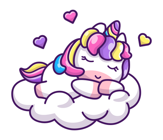 Unicorn sleeping on cloud  Illustration