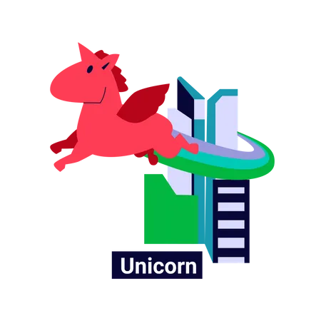 Unicorn startup  Illustration