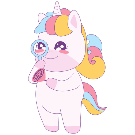 Unicorn With Candy  Illustration