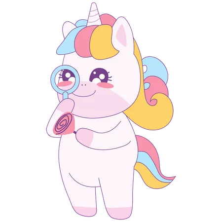 Unicorn With Candy  Illustration