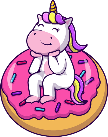 Unicorn With Doughnut  Illustration