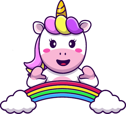 Unicorn With Rainbow Cloud  Illustration
