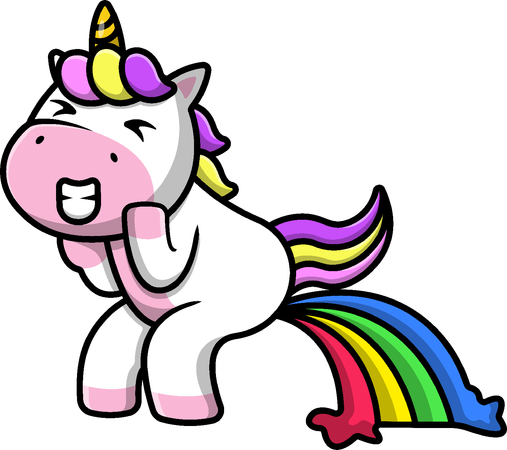 Unicornio haciendo caca arcoiris  Ilustración