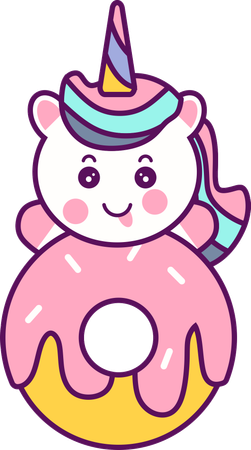 Unicórnio com donut  Ilustração