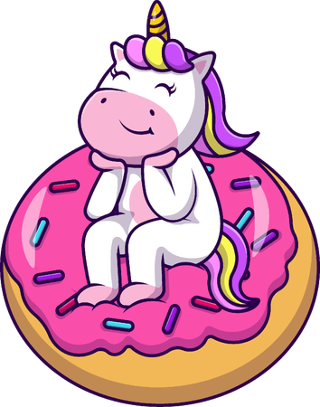 Unicórnio com donut  Ilustração