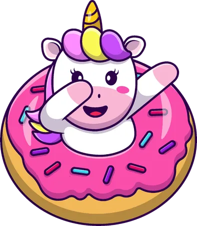 Unicornio Dabbing Con Donut  Ilustración