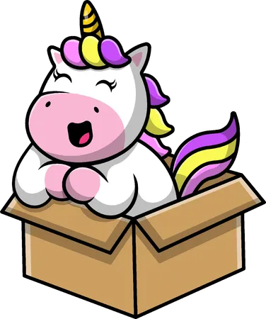 Unicornio en caja  Ilustración