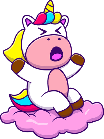 Unicornio En Nube Rosa  Ilustración