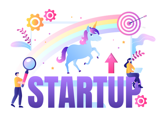 Inicio de negocio unicornio  Ilustración