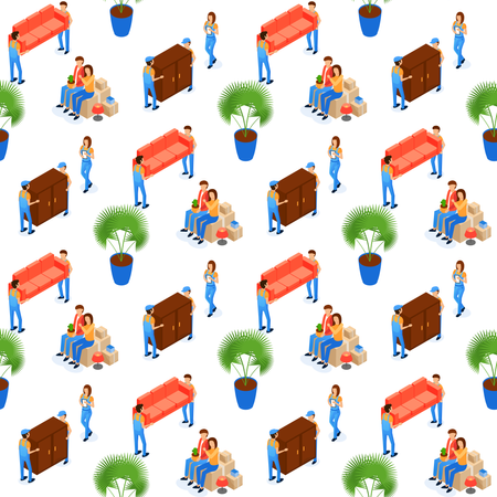 Uniformed Transportation Staff Carry Cardboard Boxes  イラスト