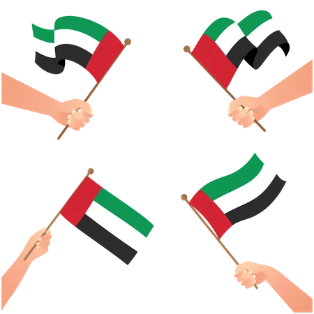 アラブ首長国連邦の建国記念日のハッピー グリーティング カード、テンプレート テキストのベクター イラスト付きバナー、 12 月 2 日の記念日の旗を振ったデザイン要素 イラスト