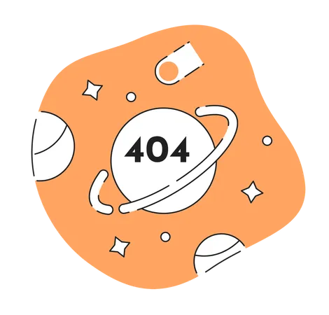 Universe And Space Exploration Black White Error 404 Flash Message Planet And Satellites Monochrome Empty State Ui Design Page Not Found Popup Cartoon Image Vector Flat Outline Illustration Concept Illustration
